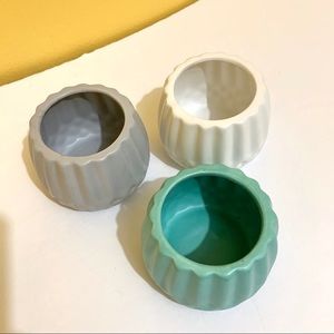 NEW small planters white teal grey ceramic pot